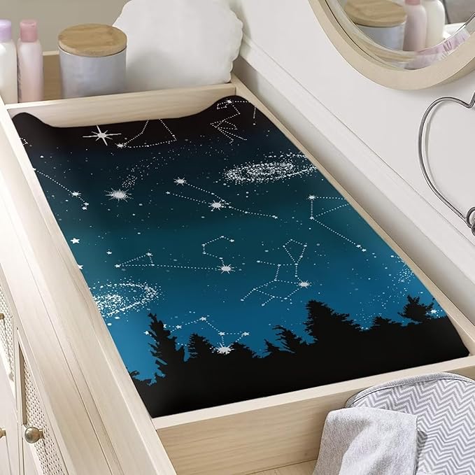 Galaxy Change Pad Covers, Reusable Baby Diaper Change Table Covers Waterproof Baby Changing Pad Cover Machine Washable