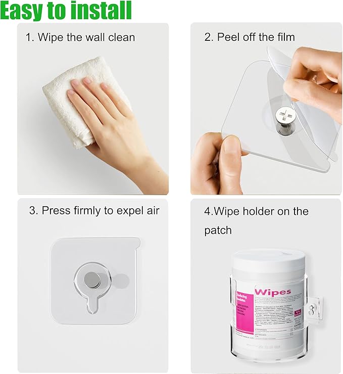 Wipes Holder for Heavy Duty Cleaning Wipes, Clear Acrylic Wall Mount Cleaning Wipes Dispenser Wall Bracket Wipes Rack for Hospital, Kitchen, Office, Garage (5.04" L x 5.31" W x 5.51" H)