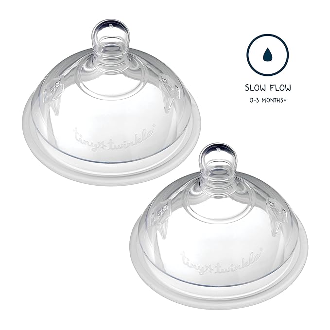 Tiny Twinkle Silicone Baby Bottle Nipples - Bisphenol A-Free, Phthalate-Free Baby Bottle-Feeding Supplies, Soft, Easy to Latch Nipples for Baby Bottles, 2 Pack, Slow Flow (0-3 Months)
