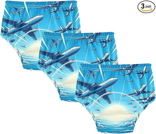 Toddler Training Pants, Airplanes Flying in The Sky Cotton Potty Training Underwear for Baby Boy Girl 3-Pack