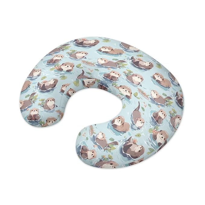 Jeiento Blue Sea Animal Otter Nursing Pillow Covers Cartoon Pillow Covers Comfortable Breastfeeding Pillow Slipcover Ultra Soft Pillowcase for Infant & Baby Safely Feeding Pillow Covers