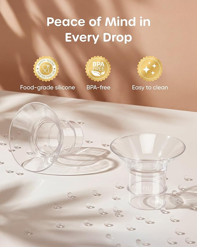 Nuliie 8PCS Silicone Flanges Insert Replacement Kit, Flange Sizing Kit 24mm for 27mm Flange/Shield Breast Pumps, Pumping Essential Kit for Moms