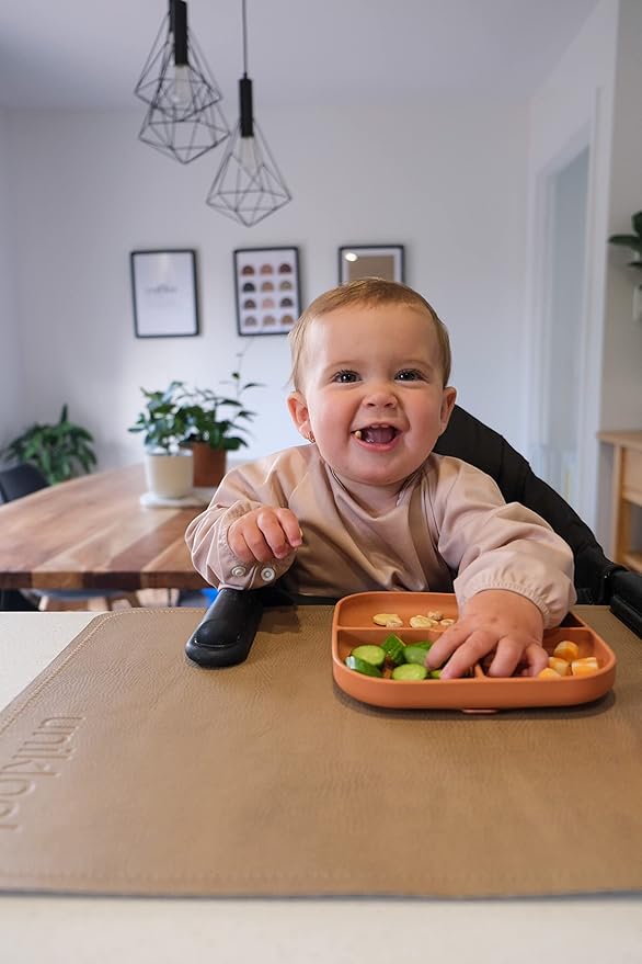 Vegan Leather Changing Mat by UNIKLOOK | Baby Infant Toddler Multipurpose | Waterproof Diaper Pad Placement Pet or Desk Mat Portable Foldable for Travel Wipeable Double Sided (14x22 in) Blanc + Rose