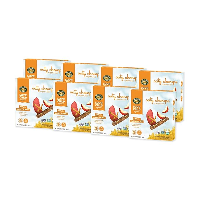 Love Child Organics Oaty Chomps Apple + Sweet Potato Snack Bars, 4 oz (Pack of 8), Gluten Free, Non-GMO, by Nature's Path