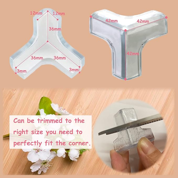 saicheek 4Pcs Large(Length: 1.7inch) Silicone Corner Protector Baby Proofing,Table Corner Protectors for Baby,Strong Adhesive T Shaped Baby Head Protector Table Corner Protectors for Furniture
