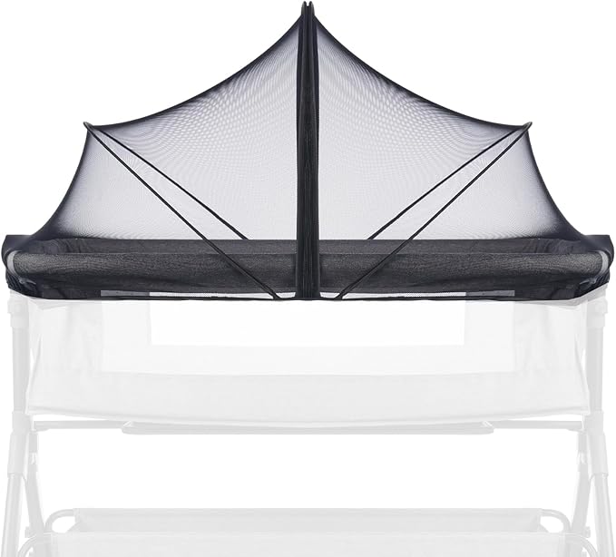 Mosquito Net for Baby Crib to Keep Insects/Bugs/Cats Out, Toddler Bassinet Bedside Sleeper Crib Tent Safety Net with Two-Way Zippers & Storage Bag, Breathable Mesh Holes, Black