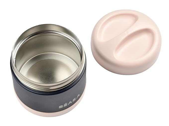 Beaba Stainless Steel Insulated Food Jar 10 oz, Kids insulated, Lunch Containers, Leakproof, Wide Opening, Suitable for Hot and Cold Foods (Midnight)