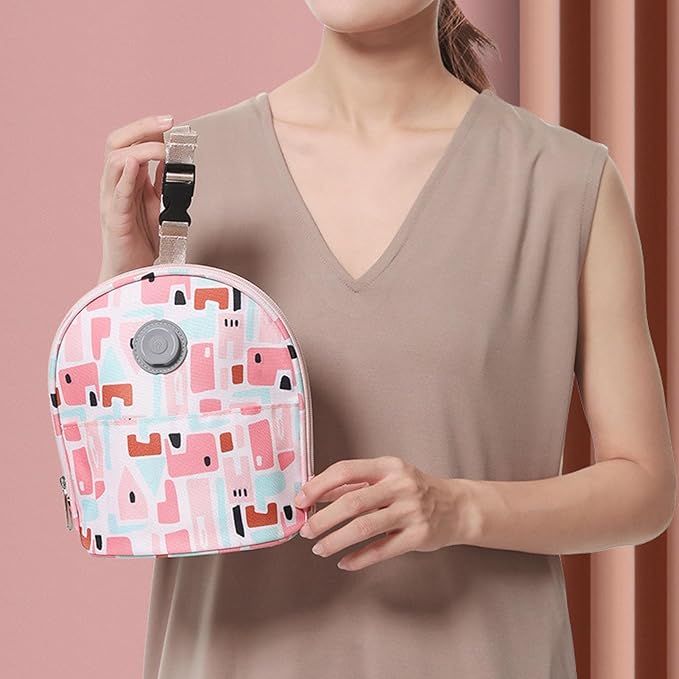 Baby Bottle Cooler Tote Bags, Cute Pink Insulated Breastmilk Cooler Bag with USB Charging,Travel Baby Bottle Holder Tote Car Bottle Warmer Water Warming Bag