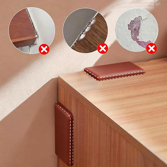 Self Adhesive Baseboard Corner Blocks, Thickened Rubber Corners Protectors Guards Trim for Wall,Furniture, Edge(Brown, 4PCS)