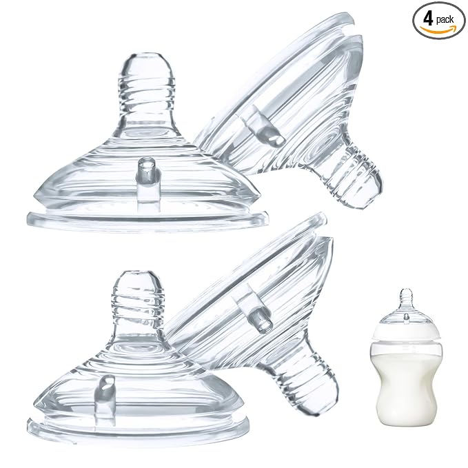 4-Count Silicone Bottle Nipples for Natural Start Anti-Colic Bottles & Advanced Anti-Colic Bottles & C to Natural Bottles and NUK Simply Natural Bottle, Anti-Colic Valve, Medium Flow, 3m+