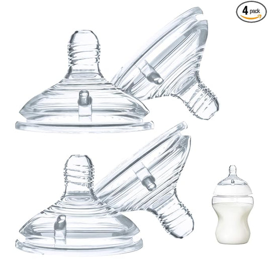 4-Count Silicone Bottle Nipples for Natural Start Anti-Colic Bottles & Advanced Anti-Colic Bottles & C to Natural Bottles and NUK Simply Natural Bottle, Anti-Colic Valve, Medium Flow, 3m+