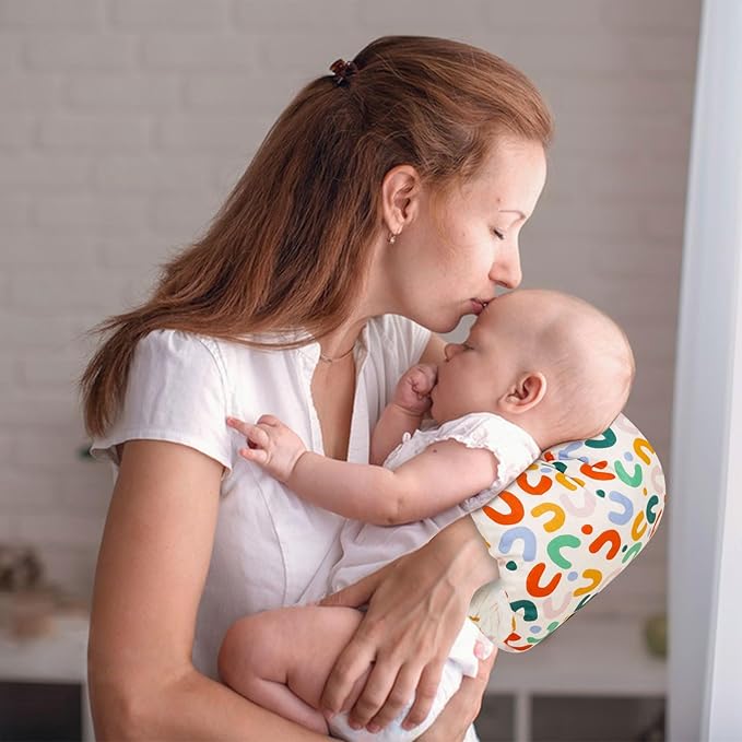 Baby Feeding Arm Pillow,Soft Cotton Bottle Nursing Arm Pillows for Newborn,Breastfeeding Pillows for More Support for Mom and Baby,Portable and Washable,Ergonomic Nursing Essentials(Rainbow)