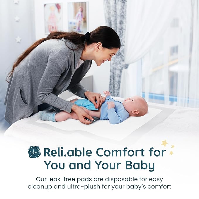 Reli. Premium XL Disposable Baby Changing Pad Liners | XL 24" x 18" | 55 Pack | Super Absorbent, Soft, Leak-Proof, Waterproof, Quick Dry | Carry On The Go for Quick Diaper Changes (White)