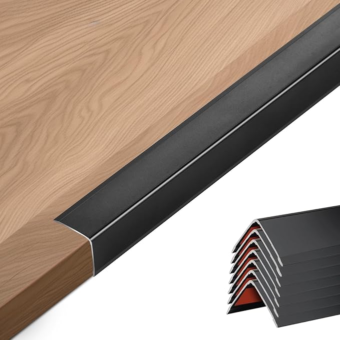 8PCS 36" Black Metal Corner Protector, Peel and Stick Aluminum Corner Guards L molding Tile Trim, Suit for Wall Door Frame Cabinet Baseboard Decor, Size 36in x 0.8in (Pack of 8)