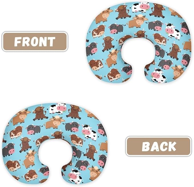 Cow Feeding Pillow Covers Washable & Breathable Nursing Pillow Slipcovers Breastfeeding Newborn Feeding Cushion Cover Practical Gift, Best Choice for Mom Cover Only