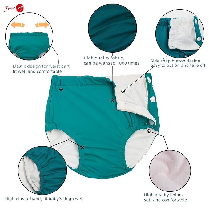 Joyo roy Reusable Swim Diapers 4t Boy and Girls Water Diapers Size 4 Baby Swim Diaper Reusable Pañales Ecologicos para Bebes Washable Swimming Diaper with Snaps Waterproof Baby Pool Essentials