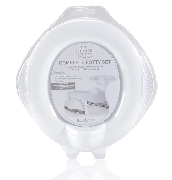 Potette Plus Premium Potty Value Pack: Kalencom 2in1 Potette Plus Premium Travel Potty and Reusable Hard Liner for Home Use. Folds on Patented Hinge for Travel. Potty - Potty Seat – Portable Potty