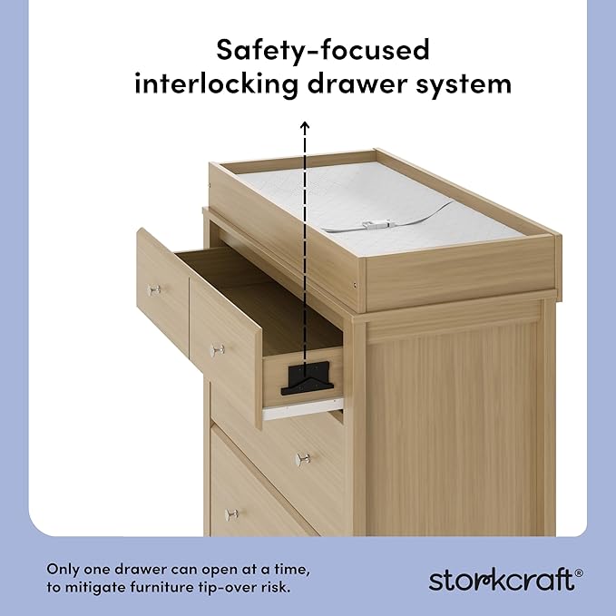 Storkcraft Horizon 3 Drawer Chest with Removable Changing Topper (Driftwood) – GREENGUARD Gold Certified Nursery Dresser, Kids’ Storage Chest with Organizer, Durable and Stylish 3-Drawer Design