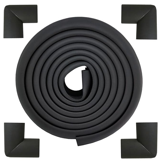 M2cbridge L Shape Extra Thick Furniture Table Edge Protectors Foam Guard (Black(13.1ft Edge + 4 Corners))