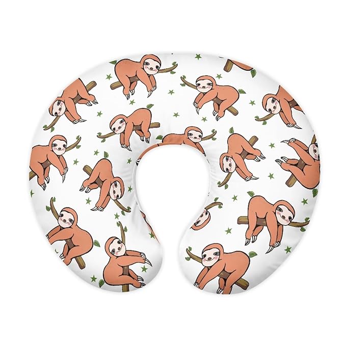 Forchrinse Sloth Nursing Pillow Cover Soft Stretch Breastfeeding Pillow Slipcover Cartoon for Baby Boys and Girls