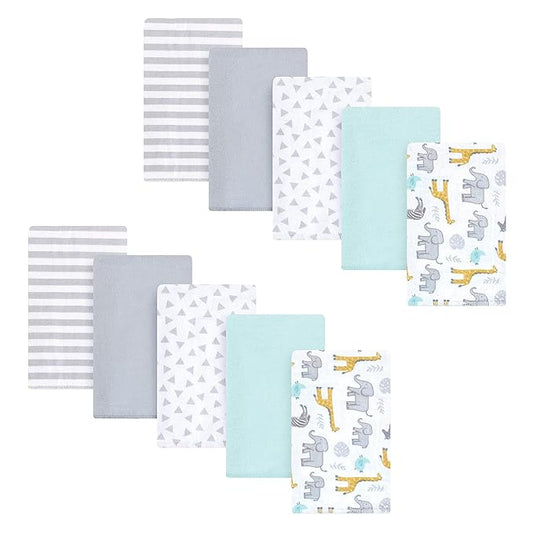 Hudson Baby Unisex Baby Cotton Flannel Burp Cloths, Yellow Safari, One Size