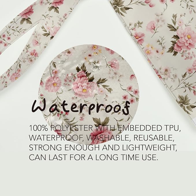 Fokongna Floral Print Wet Bag, Small Portable Waterproof Multi-Functional Organizer for Women, Cream Background Pink Floral, Ideal for Daily, Beach & Travel