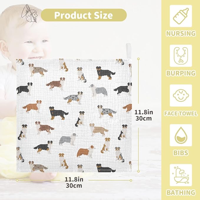 vvfelixl Golden Retriever Dog Baby Burp Cloths Baby Muslin Washcloths for Boys Girls Cotton Baby Face Towel for Newborn Infants Soft and Absorbent 11.8 X 11.8 in, 5 Pack