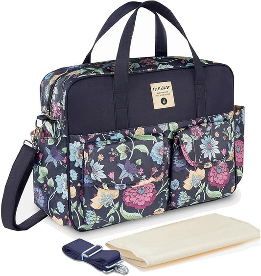 Kamay's Mummy Shoulder Bag Diaper Bag Chic Nappy Changing Bag Tote/Messenger Style Large with Changing Mat, Adjustable Straps