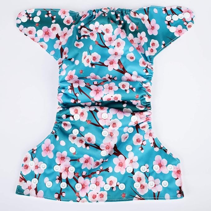 Baby Pocket Diaper Nappy Reusable Washable 8lbs to 36lbs (Blossoms)