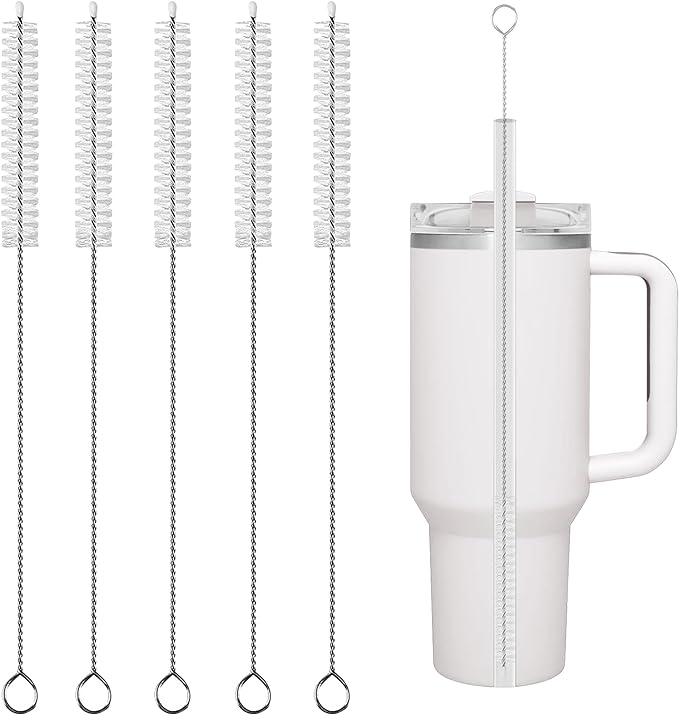 Stanley Straw Cleaner Brush, Reusable Extra Long for 40/30/20 oz Stanley Mug, 10mm Wide Drinking Straws Cleaning Brush for Sippy Cup, Water Bottle and Tubes (5Pcs)