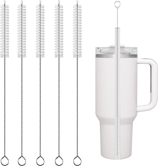 Stanley Straw Cleaner Brush, Reusable Extra Long for 40/30/20 oz Stanley Mug, 10mm Wide Drinking Straws Cleaning Brush for Sippy Cup, Water Bottle and Tubes (5Pcs)