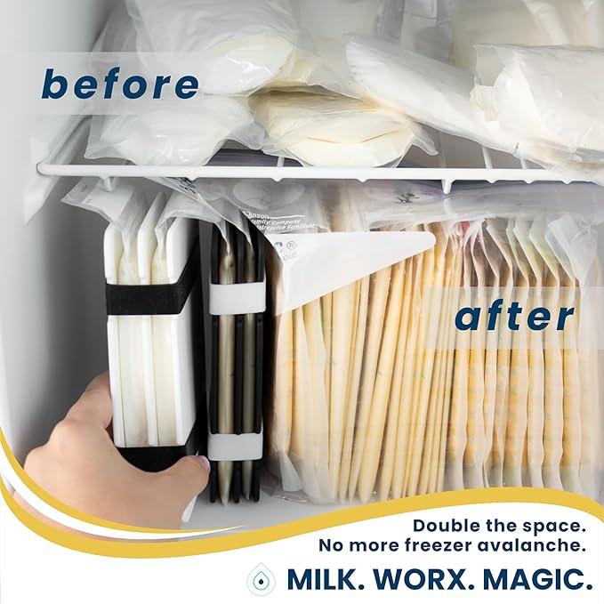 Freeze It Flat Breastmilk Freezer Storage System - Space-Saving Organizer for Breast Milk Storage Bags - Freezer Organization Made in USA (Black, Double 1-pk)