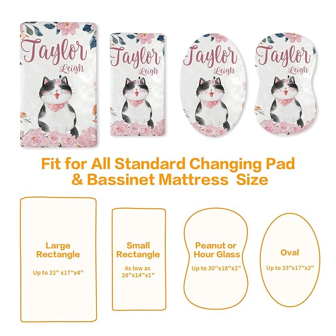 Custom Changing Pad Cover Set - Jersey Knit Comfy CozyUltra Soft Unisex Diaper Changing Table Covers with Personalized Name for Baby Boys Girls - Waterproof Ultra Soft 4 Pcs Set Style10