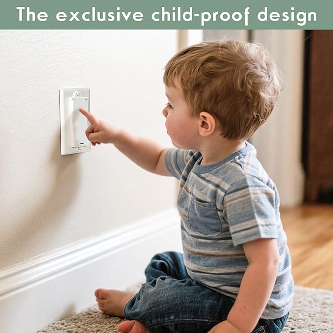 1 Light Switch Guard Cover, Baby Proof Wall Switch Cover Guard for Rocker Light Switch Protects Your Lights or Circuits from Being Accidentally Turned On or Off (White)