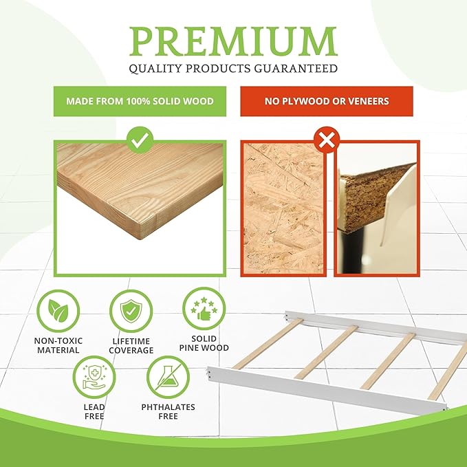 Full-Size Conversion Kit Bed Rails for Oxford, Soho, Ozlo & Avalon Baby Convertible Cribs - Solid Wood - Toddler and Adult Rail for Full-Size Bed - Nursery and Baby Furniture (White, Hook-On Kit)