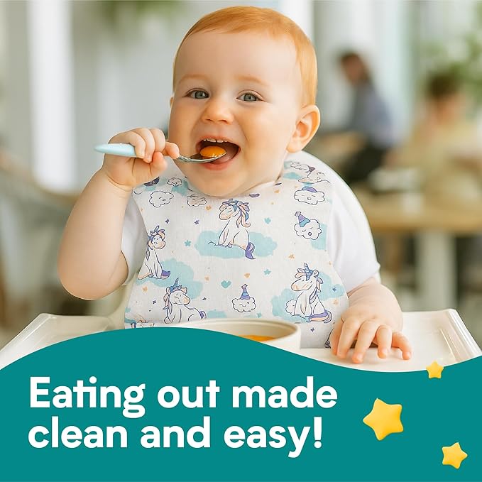 Eli with Love Disposable Bibs Individually Wrapped Bib with Crumb Catcher - Waterproof Baby Bibs For Feeding