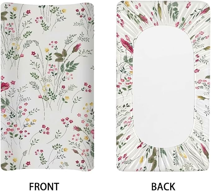 Floral Changing Pad Cover Waterproof Stain Resistant Universal Tray Table Mat Cozy Table Sheets Stretchy Breathable Nursery Pad Change Cover