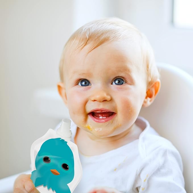 Squooshi Reusable Baby Food Pouches for Toddlers | BPA Free Plastic, Food Safe, Freezer Safe | Refillable for Applesauce Yogurt & Puree Squeeze Pouch