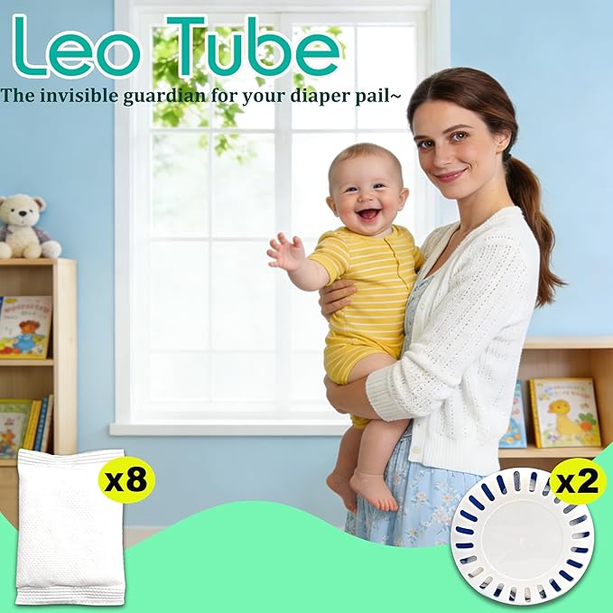 Diaper Pail Deodorizer for Munchkin Step Diaper Pail, 2-Pack Containers and 8-Pack Lavender Scented Baking Soda Refills Compatible with Munchkin Diaper Pail, Baking Soda Diaper Odor Absorber