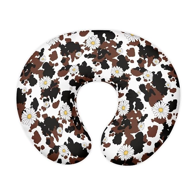 Cow Print Daisy Breast Feeding Pillow Covers with Hidden Zipper Dustproof Skin-Friendly Comfortable Nursing Pillowcase for Home Nursery Room Sofa Car Decor
