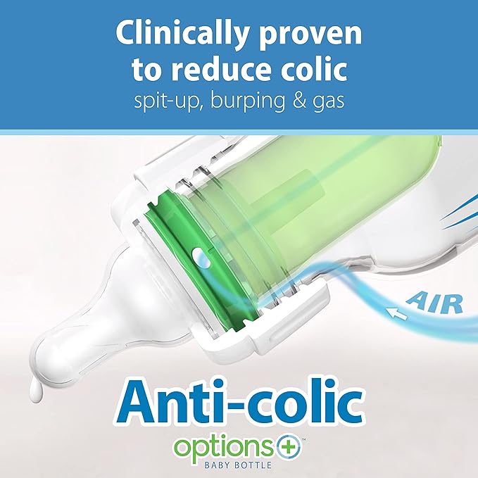 Dr. Brown's Anti-Colic Breast to Bottle Feeding Set with Slow Flow Nipples & Natural Flow Preemie Flow Narrow Baby Bottle Silicone Nipple