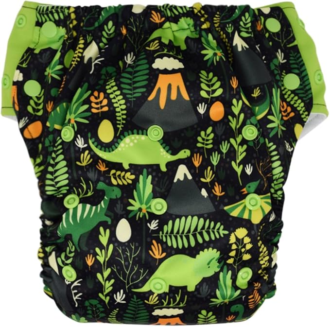 EcoAble Reusable Potty Training Diaper with Insert, Daytime Pull-on Cloth Training Pants for Toddlers and Big Kids (Size 3, Dinosaur)