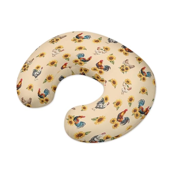 Rooster Sunflower Breastfeeding Pillow Slipcover for Baby Nursing Pillow Slipcover Fits The Original Support Pillow for Breastfeeding and Bottle Feeding
