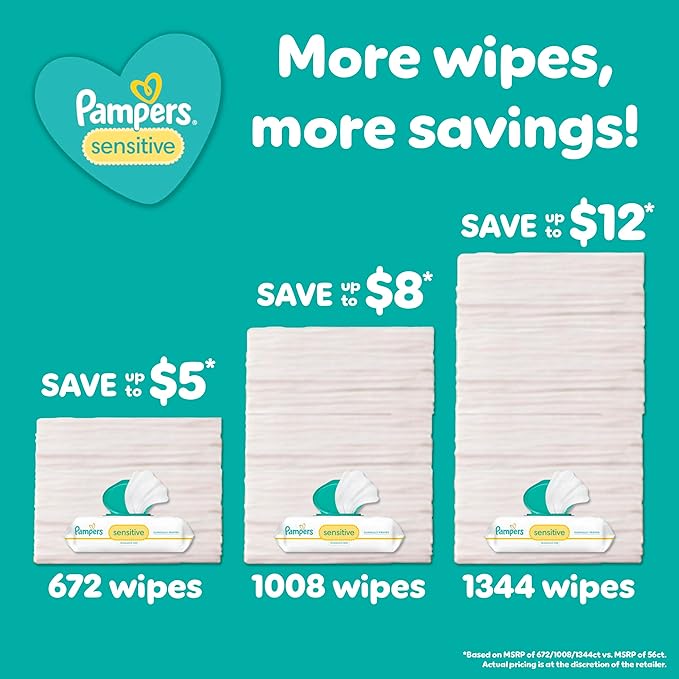 Pampers Pull On Cruisers 360° Fit Disposable Baby Diapers Size 5, 2 Months Supply (2 x 128 Count) with Sensitive Water Based Baby Wipes 12X Multi Pack Pop-Top and Refill (1008 Count)