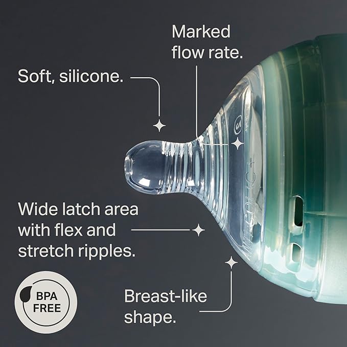 Tommee Tippee Advanced Anti-Colic Baby Bottle Nipples, Breast-Like for A Natural Latch, Soft Silicone, Fast Flow, 6+ Months, Pack of 8