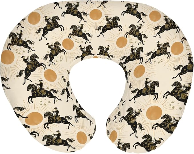 Western Cowboys Sunshine Nursing Pillow Covers for Boy Girl Cowboy Horse Sun Nursery Feeding Pillowcase for Breastfeeding Pillows Wild West Desert Soft Stretchy Removable Covers for Newborn Infant