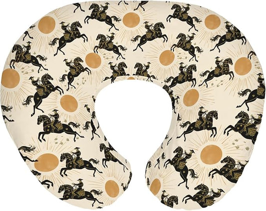 Western Cowboys Sunshine Nursing Pillow Covers for Boy Girl Cowboy Horse Sun Nursery Feeding Pillowcase for Breastfeeding Pillows Wild West Desert Soft Stretchy Removable Covers for Newborn Infant
