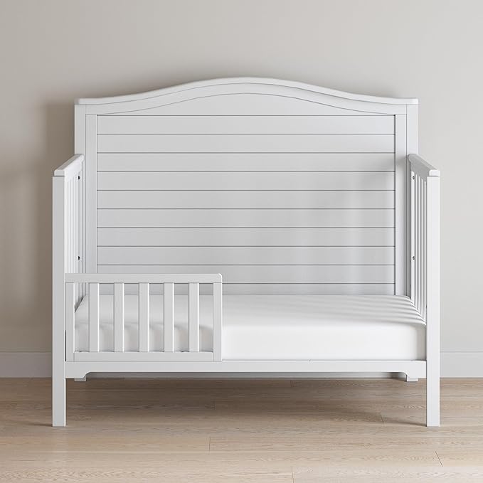 Child Craft Toddler Bed Guard Rail Converts London and Hampton 4-in-1 Convertible Crib into Toddler Bed, Made of Pinewood, Non-Toxic Finish (Matte White)