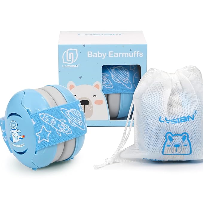 LYSIAN Baby Earmuffs – Noise Cancelling Headphones for Infants 0-3 Years, Soft Comfortable Ear Protection for Sleeping,Travel,Flights (Blue). Blocks Loud Sound for Peaceful Rest