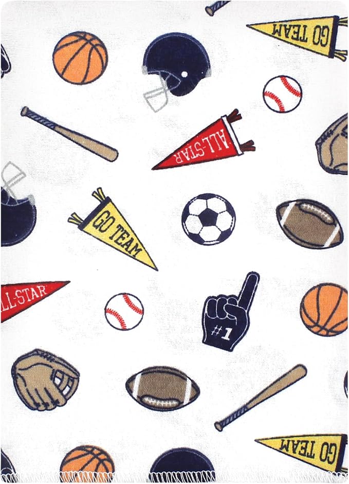 Hudson Baby Unisex Baby Cotton Flannel Burp Cloths Bundle, Sports Fan, One Size
